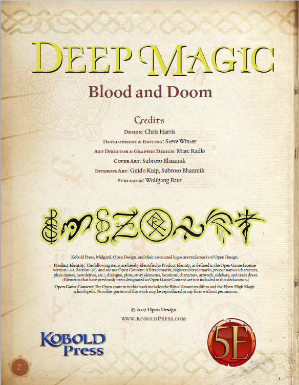  Paizo Kobold Press Deep Magic Pocket Edition for 5th