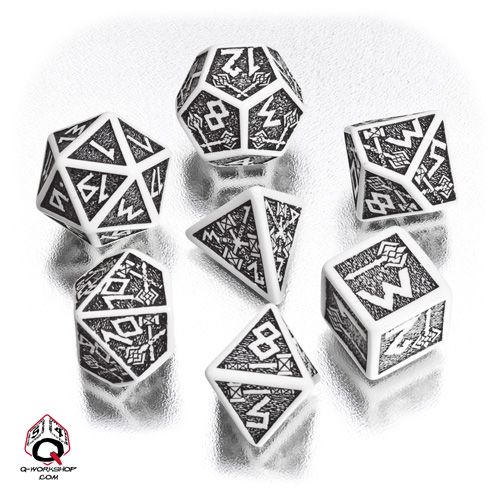 Dwarven Runes 7-Dice Set (Beige & Black) | Kobold Press Store