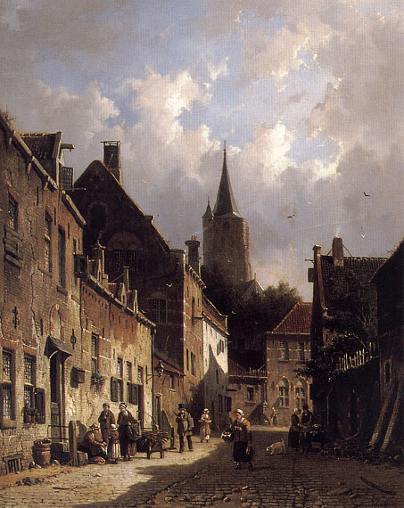 Adrianus Eversen, A Dutch Street Scene