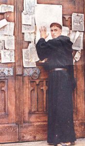 Martin Luther Nailing 95 Theses to the Door