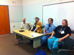 The world-building seminar with Hodge, Grubb, Baur, and Stiles (Courtesy of Brandon Hodge)