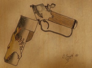 Wolfgun by David Smyth; parchment background by sinnedaria (via deviantart.com)