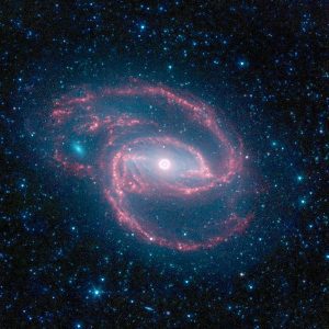 NASA's Spitzer Space Telescope has imaged a wild creature of the dark — a coiled galaxy with an eye-like object at its center.