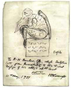 A sketch of the fictional character Cthulhu, drawn by his creator, H. P. Lovecraft, May 11, 1934