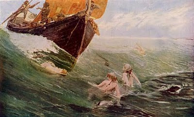 The Mermaid Rock (1894), romantic painting by the English artist Edward Matthew Hale.