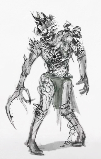 Dark fantasy character concept, zombie sketch ilustração do Stock